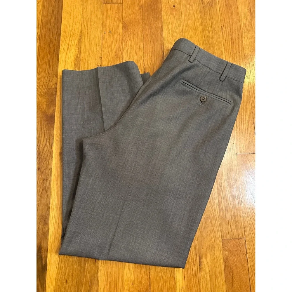 Zanella Nordstrom Todd Grey Wool Dress Pants Mens 33 Flat Front Made in Italy